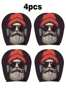 1/2 pièces Housse de repose-tête de voiture avec homme barbu de Noël, housse de protection de siège, ajustement universel, convient pour les scénarios de conduite longue distance et de voyage d'affaires, cadeau surprise idéal pour les meilleurs amis et Halloween