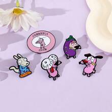 华纳兄弟 1/5 件套可爱卡通胸针套装 创意茄子狗造型珐琅别针 背包服装饰品金属徽章配饰 送朋友的礼物 - 均碼 - 查看 8