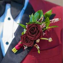 25/250pcs Real Looking Fake Roses Stem For DIY Wedding Bouquets Centerpieces Arrangements Party Baby Shower Home Decorations OPP Bag Packaging (Excluding Box)Containing Two Leaves - Dark Red - View 10