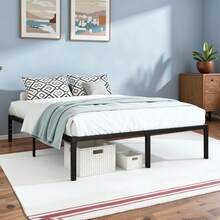 HOOMIC Twin/Full/Queen/King Bed Frame, 14 Inch Metal Platform Bed With Ample Storage, No Box Spring Needed, Easy Assembly, Black - màu đen - Xem 4