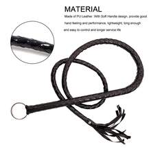 1pc Handmade Faux Leather Black Whip, Bullwhip, Equestrian Performance Whip, Stage Performance Horse Racing Costume Accessory