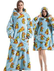 Deckenkapuze, tragbare Deckenkapuze, überdimensionierter Kapuzenpullover tragbare Decke, doppelseitige tragbare lässige Decke, tragbare Deckenkapuze für Frauen und Männer, mit Ärmeln und großer Tasche für Erwachsene, für Paar/Hauskleidung, warme Paar-Winter-Schlafdecke, Weihnachtsgeschenk, Neujahrsgeschenk - Verschiedenfarbig - Übersicht 10