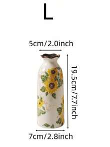 1 pièce Mini vase en céramique fait main vintage tournesol, porte-fleurs floral doré à glaçure craquelée, décoration de maison bohème rustique de style ferme pour salon, chambre, balcon, table, fleurs fraîches/sèches, cadeau pour les fêtes & l'Aïd - Jaune citron - Voir 16