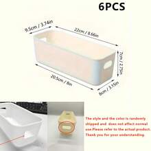 6/12 Cestini portaoggetti bianchi impilabili e portatili - Adatti per forniture per ufficio, accessori, cosmetici, calze, biancheria intima, ecc. Contenitori impilabili di stile e durevoli - Scatole portaoggetti salvaspazio, cestini, contenitori, prodotti per l'igiene personale multiuso