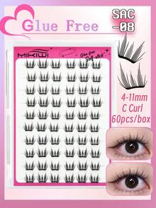 C Curl Self Adhesive Eyelashes Natural Wispy Pre Glued Lash Clusters No Glue Needed Press On Lashes Easy To Apply - 黑色 - 查看 9