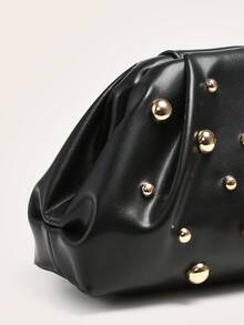 Women's Clutch Wallet With Pleated, Rivet & Cloud Pattern Design, Large Capacity & Multifunctional, Fashion & Minimalist, Suitable For Shopping And Outings - Black - View 5