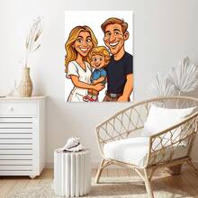 1 Stück personalisiertes Cartoon-Familien-Porträtposter, übertriebener Cartoon-Stil, rahmenloses Wandbild, Verwandlung von Familienfotos in warme Cartoon-Darstellung, Highlight für die Wohndekoration, Einfangen kostbarer Familien-Momente, geeignet für Wohnzimmer, Schlafzimmer, Feiertage wie Weihnachten, Ostern, Thanksgiving, Valentinstag - einzigartiges Geschenkidee für besondere Anlässe