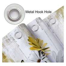 Rustic Farmhouse Shower Curtain, Farm Yellow Daisy Floral Flowers And Butterfly On Country Wooden Shower Curtain For Bathroom, Yellow Bathroom Shower Curtains With 12PCS Hooks, 70X70IN - 多色569 - 查看 6