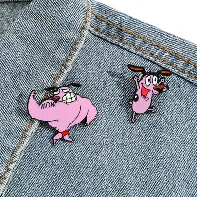 Warner Bros 1/2 Pcs Cartoon Brooch Set Cute Pink Dog Enamel Brooch Backpack Clothing Jewelry Metal Badge Accessories A Gift For Friends