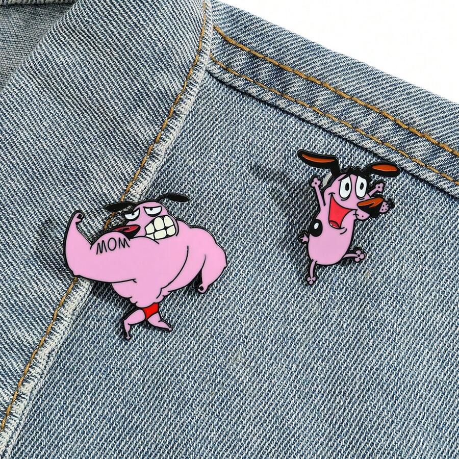 Warner Bros 1/2 buc desene animate broșă set drăguț câine roz email broșă rucsac îmbrăcăminte bijuterii insignă metalică accesorii un cadou pentru prieteni - Marime Unică - Vizualizare 1