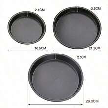 Non-Stick Carbon Steel Pizza Pan Oven Baking Trays Mold Microwave Cake Pan Dish Mould Patisserie Tarte Pie Sapan Tools - Black - View 2