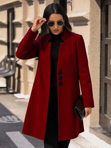 Abrigo elegante de forro polar verde para mujer, chaqueta con botones en las mangas, diseño clásico inspirado en el esmoquin para otoño/invierno, lavar a mano y en seco O Suéteres De Mujer En Oferta Elegantes Tegidos Curvy Juvenil Para El Frio Navideños Modernos Caliente De Navidad - Burdeos - Ver 6