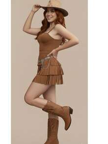 Women Long Dresses - Camel - View 2