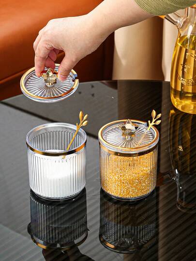 1 套/1 个塑料家用/餐厅/厨房储物罐调味瓶，用于盐、糖、香料、辣椒粉的装饰，适用于户外、婚礼、派对、礼物、生日