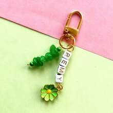 1pc Crystal Pendant Keychain, Pink Quartz/Amethyst/Yellow Quartz/Lapis Lazuli, Alloy Charm, Customizable Letter Bead, Christmas Gift/Birthday Gift/Personalized Gift - Crystal Pendant Keychain - View 26