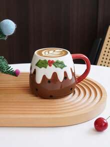 CMYD Studio 1 件 320 毫升圣诞手绘姜饼人陶瓷杯，多个姜饼人和滑雪形状设计，适合圣诞节家庭聚会、晚餐、咖啡、茶和返校节日礼物 - 彩色 - 查看 10