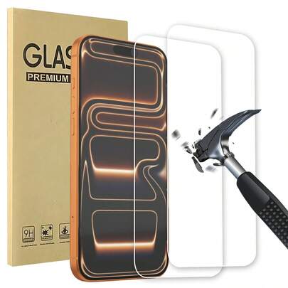 2pcs Crystal Clear Screen Protector For IPhone 17 Pro Max/17 Air/17/16 Pro Max/16 Pro/16/15 Pro Max/15 Pro – Ultra-Slim Case Friendly Design For Daily Style + Scratch Protection