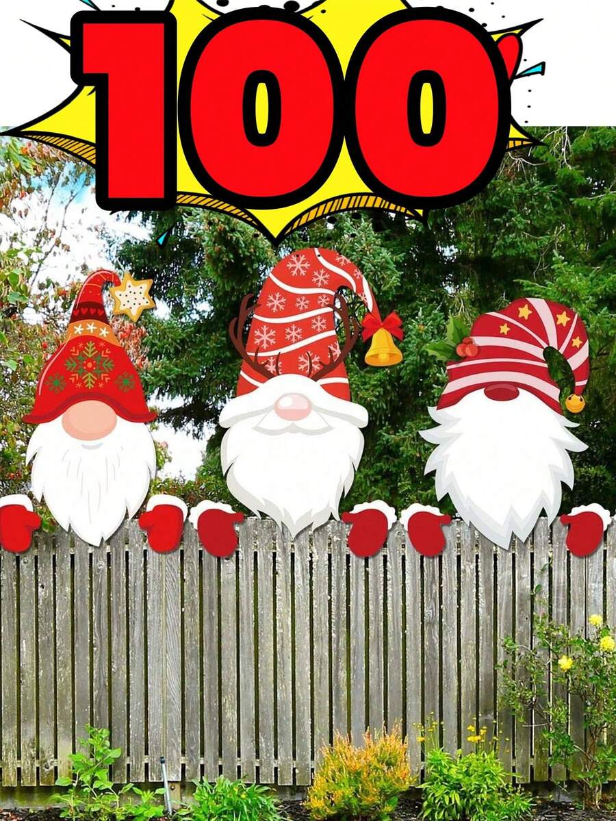 2个/1个户外圣诞装饰品，栅栏窥视器，圣诞小矮人栅栏窥视器 - 节日户外花园和庭院装饰，无需电源，是节日户外庭院装饰的理想之选 - 彩色 - 查看 1