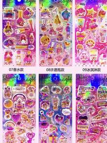 3D Shiny Shaker Stickers, Glitter Shaker Stickers Suitable For Phone Cases, Office Desks, Computers, Planners, Decorative Sticker Craft, 3D Crystal Shaker Reward Stickers