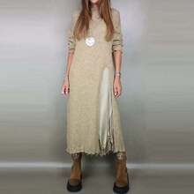 elegante Quasten-Saum Zweiteiler Vintage Langarm-Pullover passende Spitzen-Halterkleid-Sets Mode Pendler Damen lockere Sets - 02 Aprikose - Übersicht 10