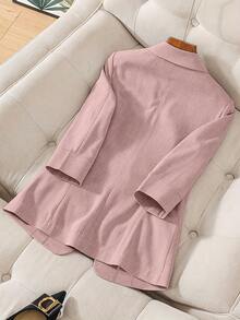 [Tailored Fit Blazer] Lightweight Tailored Fit All-Season Casual Long Sleeve Jacket | Semi-Sheer Collar Blazer, Machine Washable Minimalist Round Neck & Structured Fit Coat For Semi-Formal & Casual Attire (No Bulk) - Hồng - Xem 3