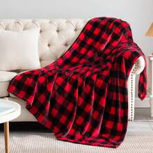 Flannel Blanket For Couch, Red & Black Plaid Fleece Throw Blanket, Soft & Warm Buffalo Plaid Decor Gift Blanket For Women, Men - 紅黑 - 查看 4