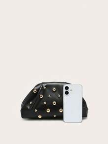 Women's Clutch Wallet With Pleated, Rivet & Cloud Pattern Design, Large Capacity & Multifunctional, Fashion & Minimalist, Suitable For Shopping And Outings - Black - View 3