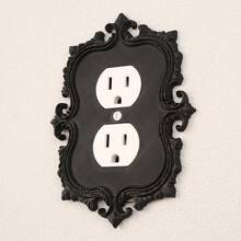 1pc Gothic Style Carved Switch Decorative Panel, Vintage Art Lighting Wall Control Panel, Home Wall Switch Beautifying Accessory, Comes With Screws, No Power Supply Needed - Black - View 6