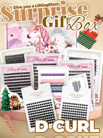 Colash Gift Box Set,Multi-Piece Set Curl:C/D Imitation Artificial Mink Fur Handmade Grafting Fine Lashes Super Light Waterproof Flare Lashes Thick Curly Long Lasting Lashes Suitable For Natural Anime Lashes, Gift For Women And Girls Lash Clusters, Eyelash Clusters, Individual Eyelashes, Lashes, Fake Lashe,Gifts For Women,Christmas Gifts.