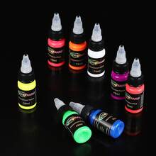 yikexuanli 4 szt./8 szt. 15 ml fluorescencyjnego tuszu do tatuażu, świecący w ciemności, odpowiedni do zdobienia ciała, tatuaż DIY - Wielokolorowe - Zobacz 11