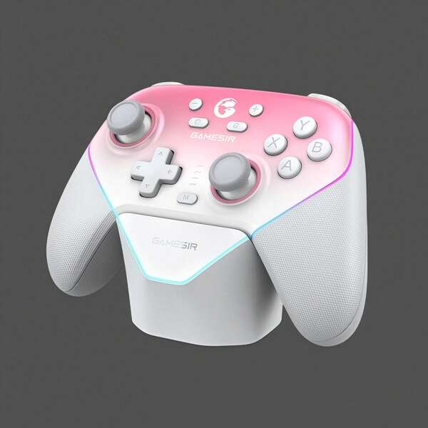 GAMESIR Supernova Wireless Controller: Hall Effect Electromagnetic Joysticks And Mechanical Action Buttons; Six-Axis Motion Sensing; 1000Hz Esports-Grade Polling; Bluetooth And 2.4G Dual-Mode; Supports Switch And PC; Pink Color With Charging Dock.