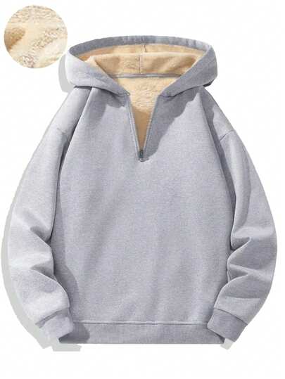 Sudadera con capucha de cintura con cordón de longitud regular para hombres, estilo minimalista casual, adecuada para uso diario, primavera/otoño