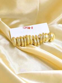 1-18 Pairs Fashionable Metallic Gold Spray Painted ABS Plastic Earring Set, Skin-Friendly, Minimalist Geometric Style, Suitable For Women's Daily Wear