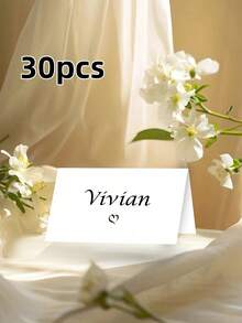 10/20/30Pcs Custom Wedding Name Place Cards - Editable Table Name Card | Modern Minimalist Design, Black And White, Initials In Heart | Personalized Place Cards For Weddings, Events, Parties | 8*10CM, Copperplate Paper - Multicolor - View 8