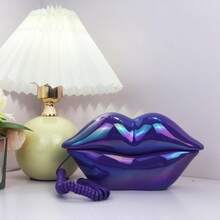 Corded Landline Phones For Home Funny Novelty Lip Phone Gift Wired Mouth Telephone Real Landline Home Office Telephones Furniture Decor Purple - Màu tím - Xem 4