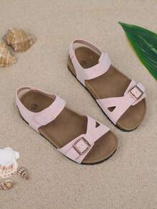Dép sandal cổ điển mềm mại mùa hè cho bé trai và bé gái, giày đi biển hở mũi bằng da lộn, phù hợp cho trẻ mới biết đi và trẻ em mặc ngoài trời - Hồng - Xem 5