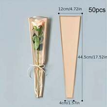50 Sheets, Transparent Single Bouquet Packaging Bag, Multiple Rose Waterproof Packaging Bags, Flower Arrangement, Valentine's Day Mother's Day Birthday Christmas And New Year Gift Flower Packaging Bag - Multicolor - View 14