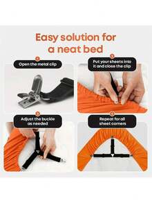 4pcs Sheet Holder Strap Sheet Holder Sheet Holder Buckle - Adjustable Elastic Sheet Holder For Wrinkled Sheets - Black - View 7