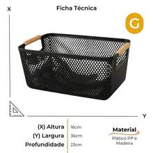 Set Of 3 Multipurpose Organizer Baskets With Wooden Handles – Elegance And Practicality For The Home - màu đen - Xem 11