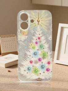Funda para teléfono navideño Funda para teléfono 17 Pro Max Angel Lighting Tree Dreamy Festival Style Phone Transparente, Compatible con 17/16/15/14/13/12/11/XS, Compatible con A16/A25/A35/A54/A73, Compatible con S24/S23Plus/S22Ultra, Impermeable, Resistente a los Golpes y a los arañazos - transparente - Ver 3