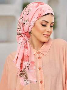 وشاح رأس مطبوع من الشيفون مع ربطة شعر، طرحة مسلمة مطاطية للسرطان وفقدان الشعر، غطاء رأس، عصابة رأس متعددة الوظائف، تصميم ملفوف من الحرير الحليبي للخروج اليومي والعناية بالجسم