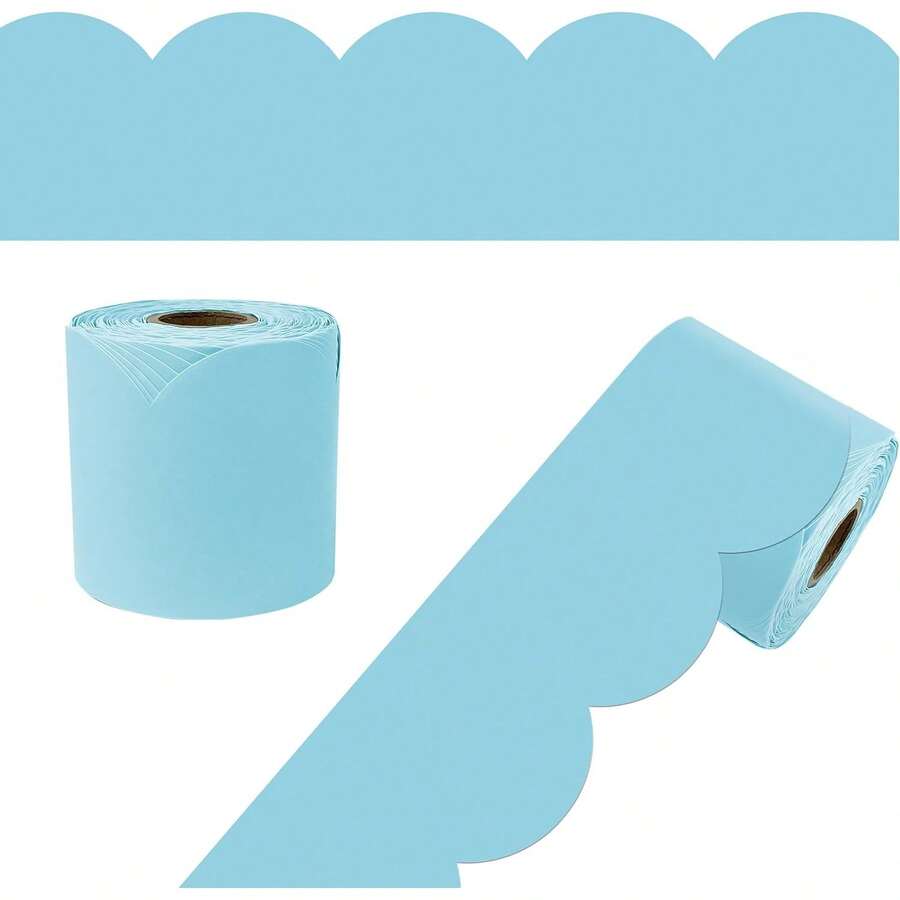 Carson Dellosa - Tablero de anuncios de 65 pies de color azul cielo, 1 rollo de ribete festoneado pastel para pizarrón blanca rodante, corcho y pósterboard,, Pascua, decoraciones de primavera y - Verde Cristal Marino - Ver 1