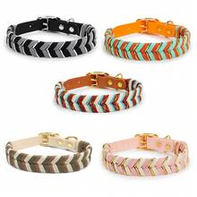 1 件手工编织项圈，全新宠物项圈系列，PVC 材质，个性化金属扣，可调节，适合小型/中型/大型犬，复古奢华宠物项圈和牵引绳