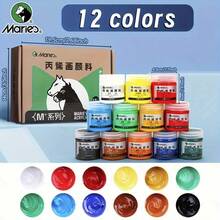 Marie's 12 Colors Acrylic Paint Set, 50ml/1.69oz Bottles In Box, Rich And Smooth Pigmented For Wall, Wood, Porcelain, DIY, Glass, Painting, Canvas, Drawing, Mixing Color For Professionals, Artist Snd Adults - Sets - View 11