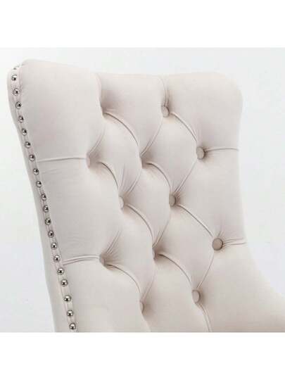 Furniture, Nikki Moderne Collection, High End Upholstered Solid Wood Contemporary Dining Stoel Chrome Stainless Steel Legs Nail Ornament, Set Of 2, Grijs Chrome, DE1701GY view 9