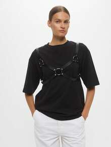 Leather Cage Bra Harness,Punk Chest Bra Harness PU Leather,Dresses Party Accessories,Leather Chest Harness For Women - Black - View 5