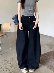 女士高腰阔腿裤，休闲宽松长裤，美式休闲，适合秋冬