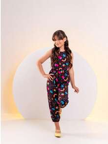 Girls' Summer Romper Jumpsuit, Children's/Teen Pants - màu đen - Xem 4