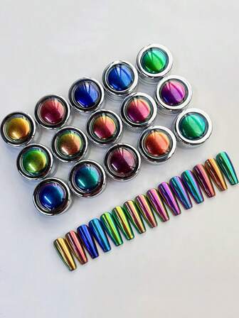 0.3克/片 化妆品级美甲魔镜粉，光学变色龙超亮炫彩闪粉