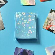Laser Star Photocard Sleeves Ultra Thick Sleeves Idol Photo Cards Protector Trading Cards Shield Cover Newest Laser Heart Postcards Card Sleeves (Unsealable)